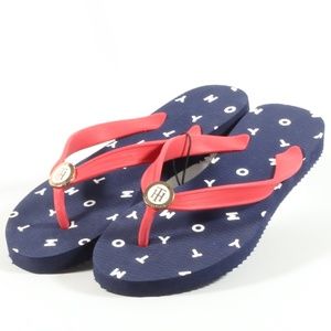 Red White and Blue Flag Set Flip Flops,Tote Bag and matching Scarf
